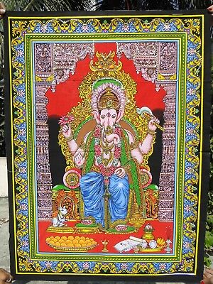 Ganesh Tenture indienne Batik Ganesha Yoga Boho Fait main Inde Paillettes K2
