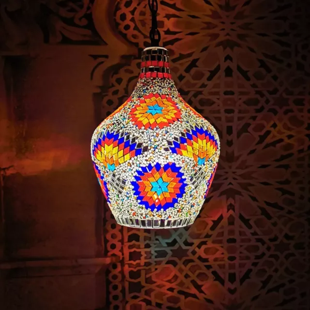 Cristal Vintage Lámpara Colgante de Techo LED Mosaico Turquía Estilo Retro