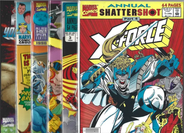 X-Force Lot Of 6 - #-1, Annual 1 3, '95 & '96 With Cable, With Youngblood (Nm-)