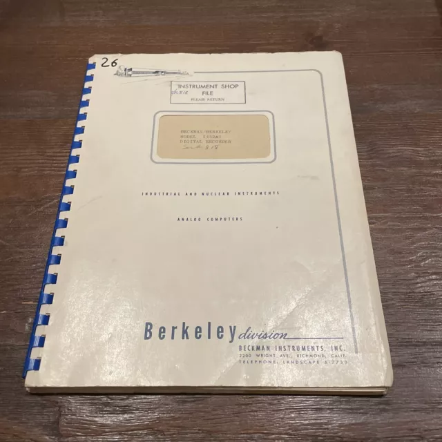 Beckman Berkeley Model 1452 Digital Recorder Instruction Manual