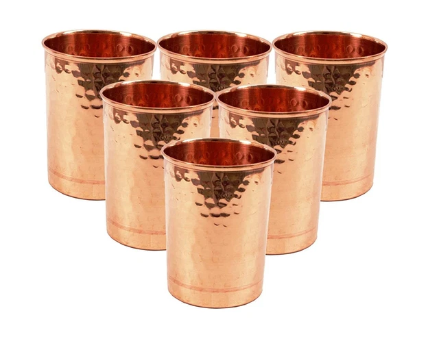 Indianer Traditionell Hammered Kupfer Glas Wasserglas Für Drinkware Set Mit 6
