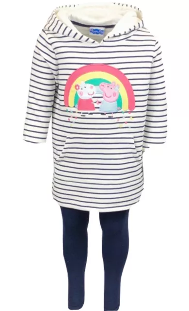 Girls Peppa Pig Rainbow Hoodie & Legging Set Age 3-4 NEW