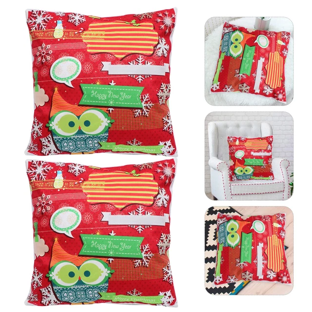 Funda de cojín de Navidad cojín de sofá fundas de cojín de Navidad franela roja