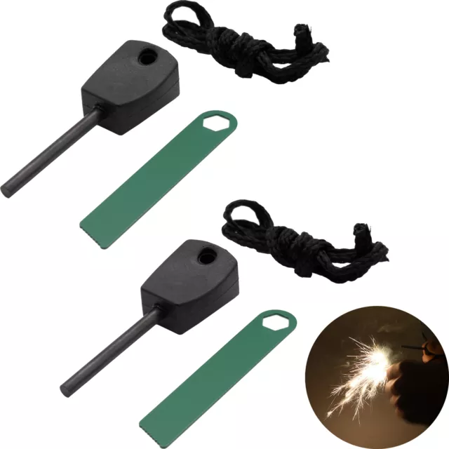 2x Feuerstein Magnesium Feuerstahl Zündstein Anzünder Survival Camping Feuerzeug