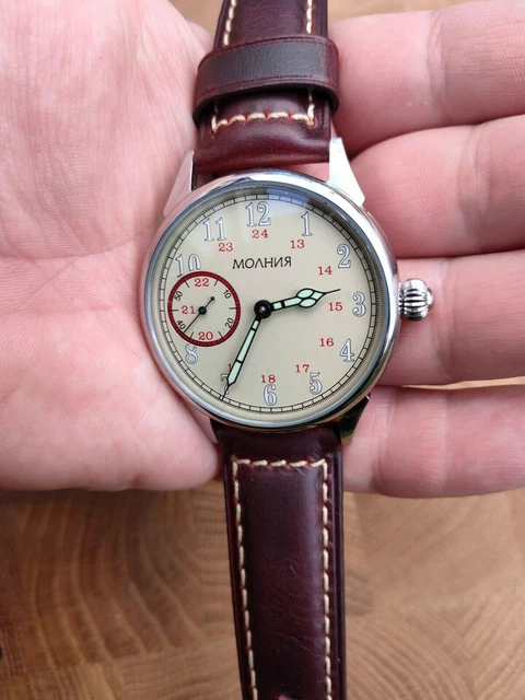 Montre De Poche Mécanique Molnija URSS 1980 - Calibre 3602 - Argentée, Cadran Blanc - Vintage
