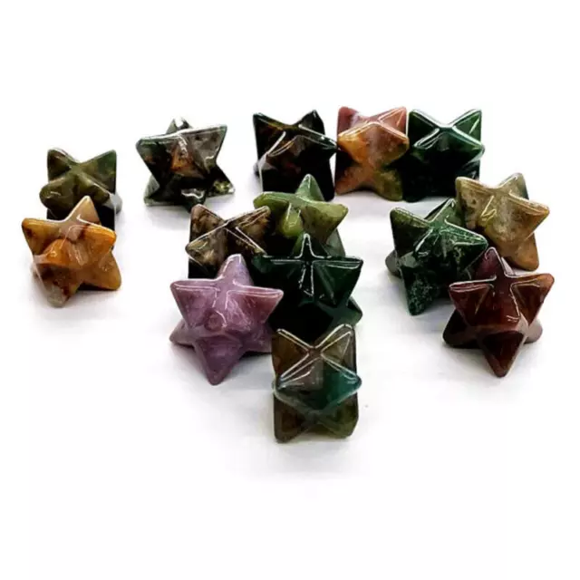 20pcs Natural Indian Agate Stone Merkaba Star Healing Reiki Adventurine Decor