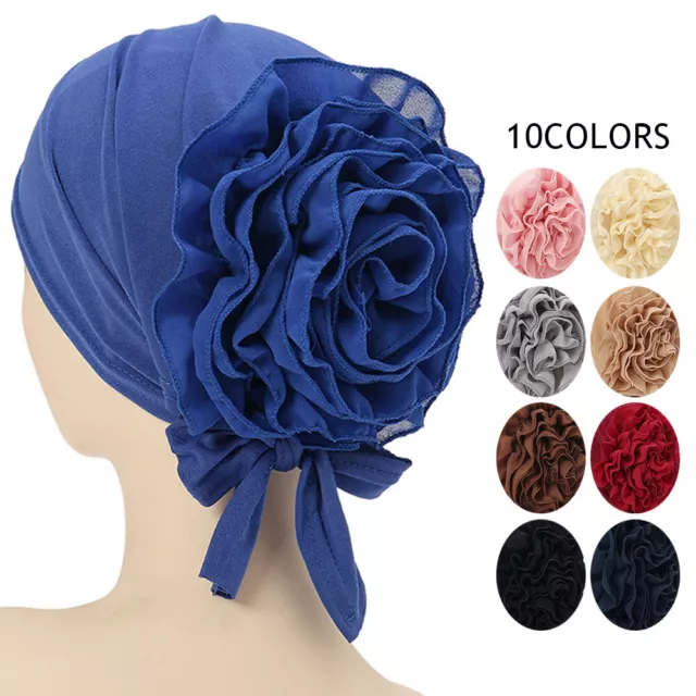 Women Turban Hair Head Scarf Chemo Wrap Cap Hijab Flower Loss Hat Muslim Cancer♪