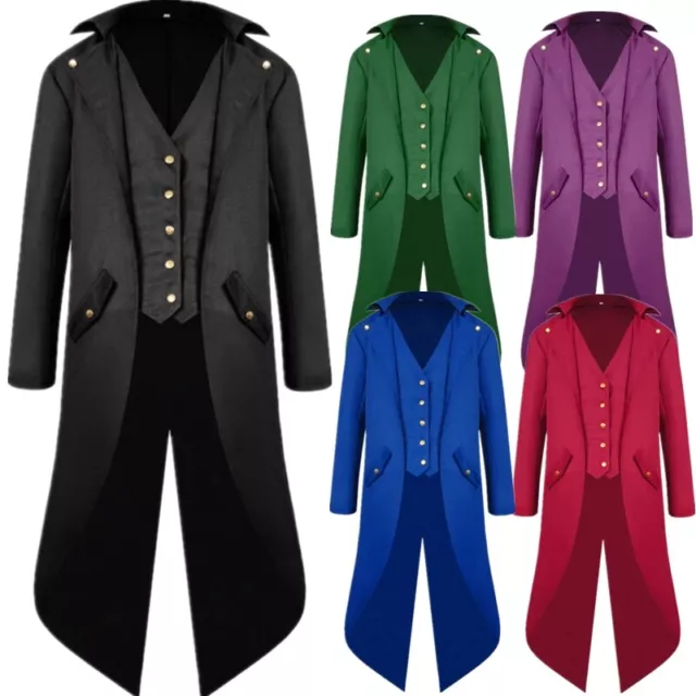 Men's Steampunk Tailcoat Gothic Victorian Frock Coat Vintage Halloween Jacket