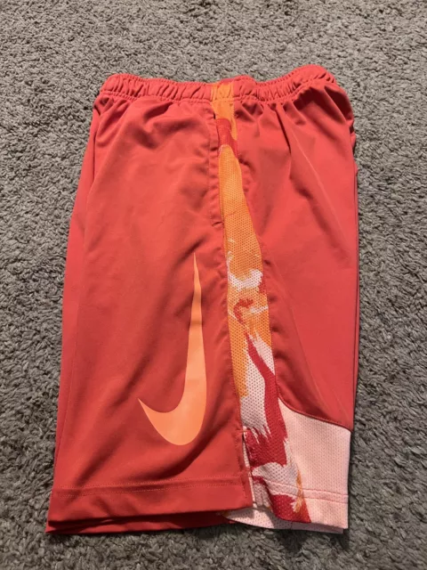 Boys Youth Nike DRI-FIT Orange Athletic Shorts Size Large