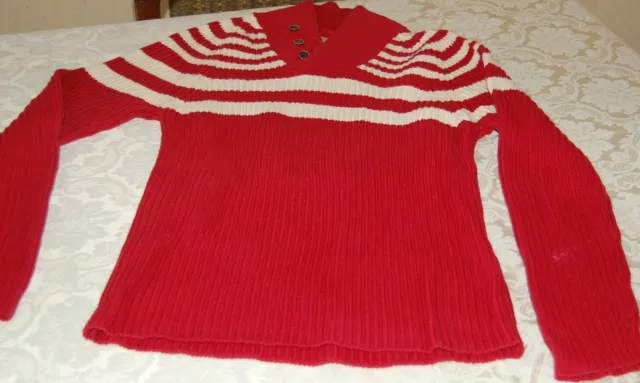 Zara Man - Pullover uomo, Rosso a strisce,  Cotone, tga M uk 38, usato