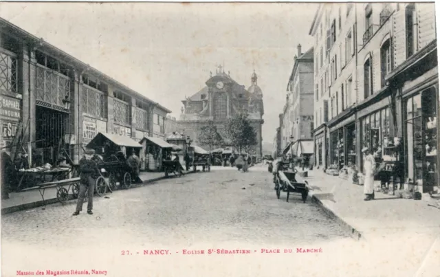 *12167 cpa Nancy -  Eglise St sébastien - Place du Marché