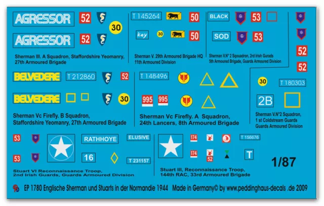 Peddinghaus  1/87 1780 6 englische Shermans und 2 Stuart Panzer in der Normandie