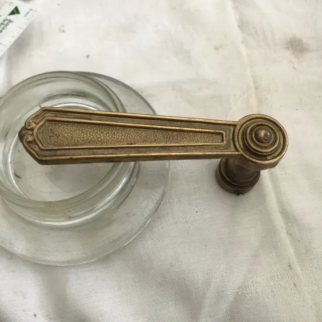 Antique French Door Lever Heavy Solid Brass Knob Gold France Art Nouveau