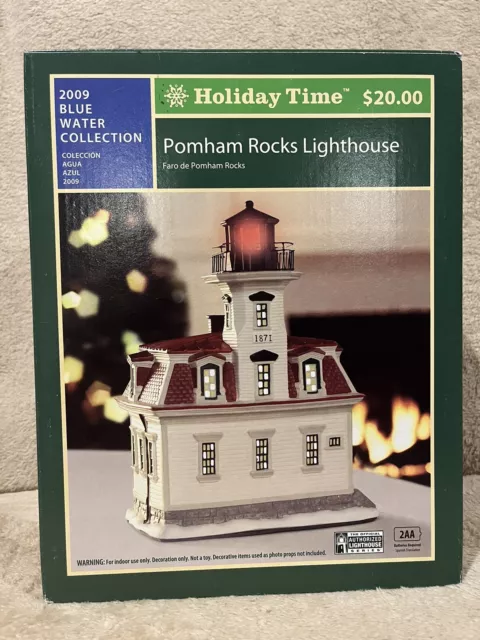 Collectible 2009 Holiday Times  "Pomham Rocks"  Lighthouse Sculpture WORKING