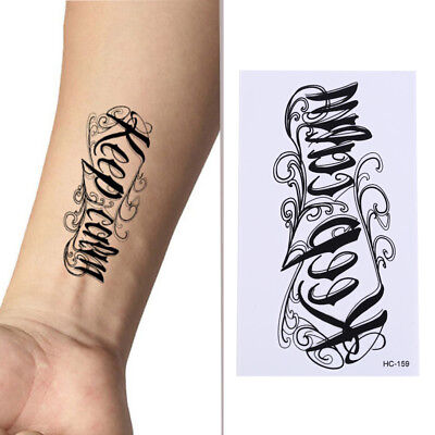Nueva pegatina extraíble para tatuajes temporales inglesa palabra arte corporal tatuajes Waterpr'$g