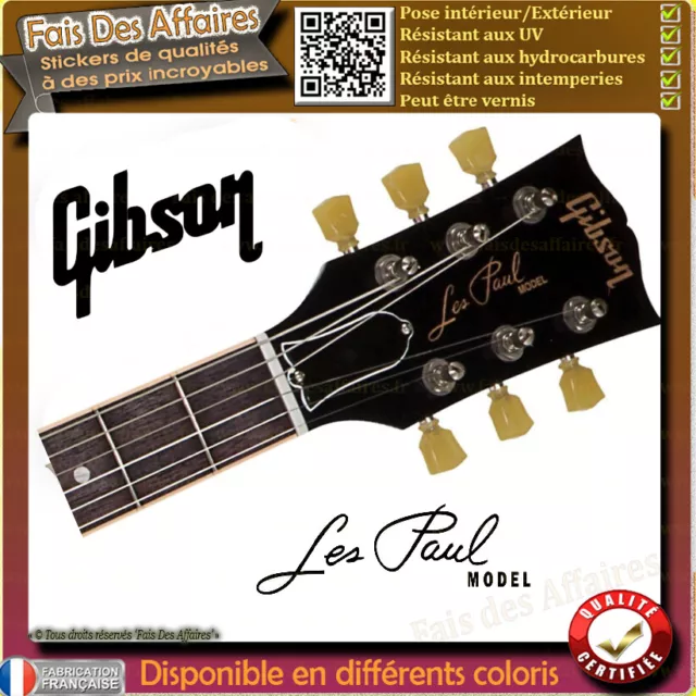 sticker autocollant GIBSON LES PAUL GUITARE GUITARE HEADSTOCK rock decal music