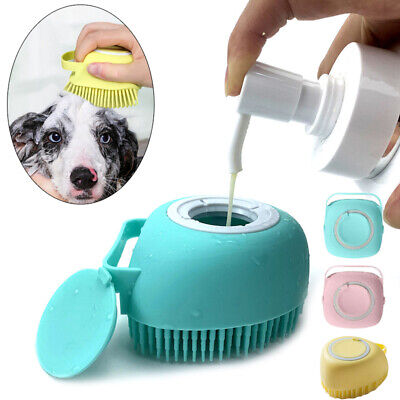 Pet Massage Bath Brush Shampoo Dispenser For Dog Cat Silicone Scrubber Tool