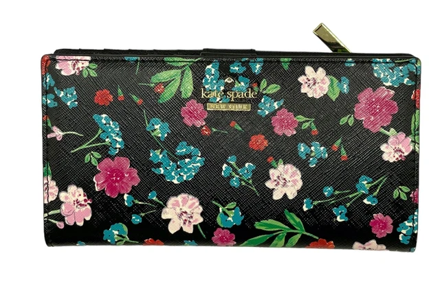 Kate Spade Stacy Wallet Cameron Street Jardin Slim Bifold Black Floral Kate Spade Stacy Wallet Cameron Street Jardin Slim Bifold Black Floral