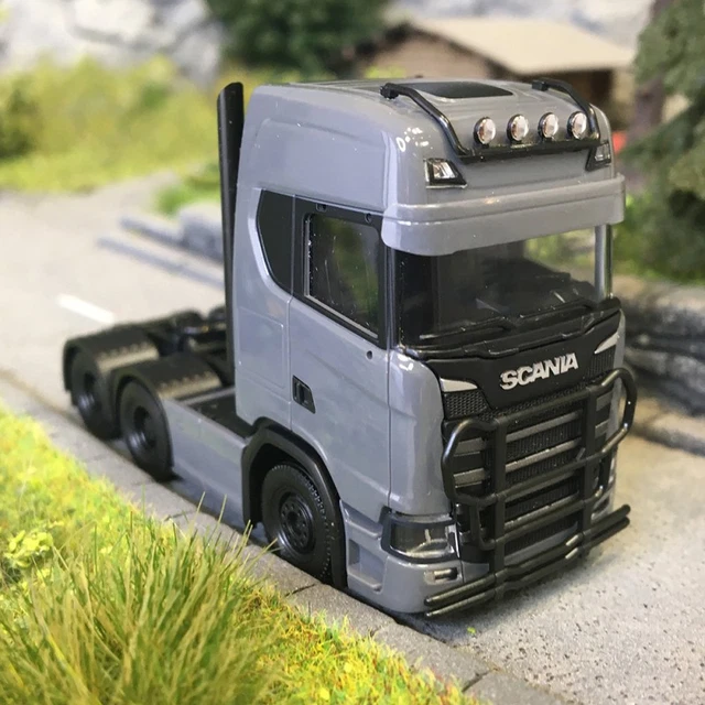 Miniature HERPA 1/87 - Camion Scania CS Avec Remorque FERNTRANS HAAS - Orange - Modèle H316903
