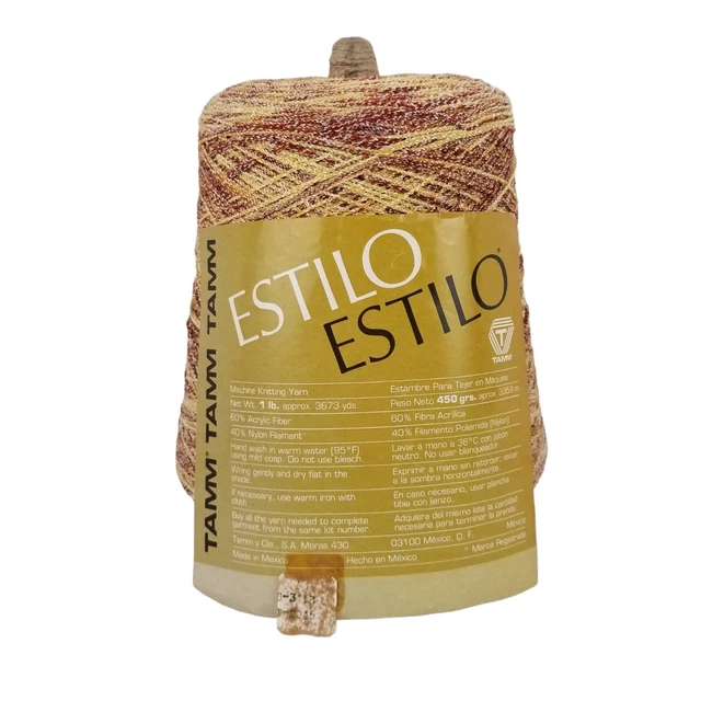 Nuevo Estilo Tamm #31I8 Marrón Variegado Máquina Tejer Hilo Cono 3673 yardas 1 lb.