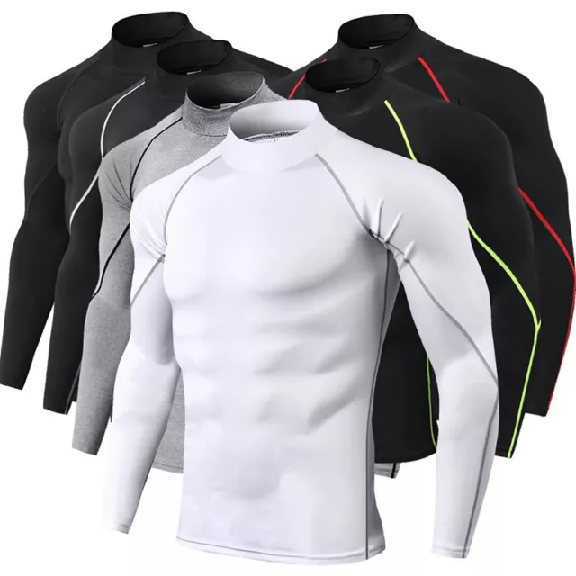 Maglia Sportiva Da Uomo A Manica Lunga Con Strato Base A Compressione A ☆