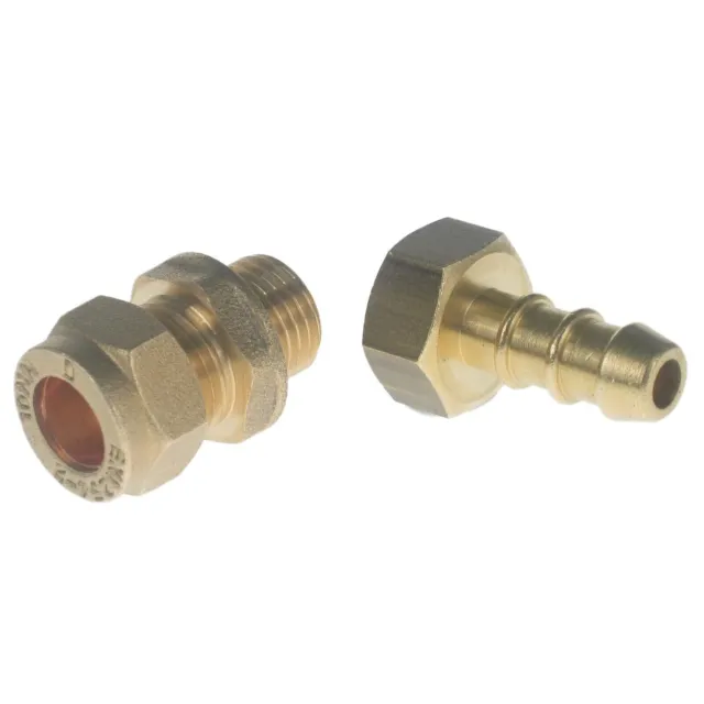 LPG FULHAM NOZZLE & COMPRESSION FITTING CONNECT 10mm COPPER PIPE TO 8mm GAS HOSE