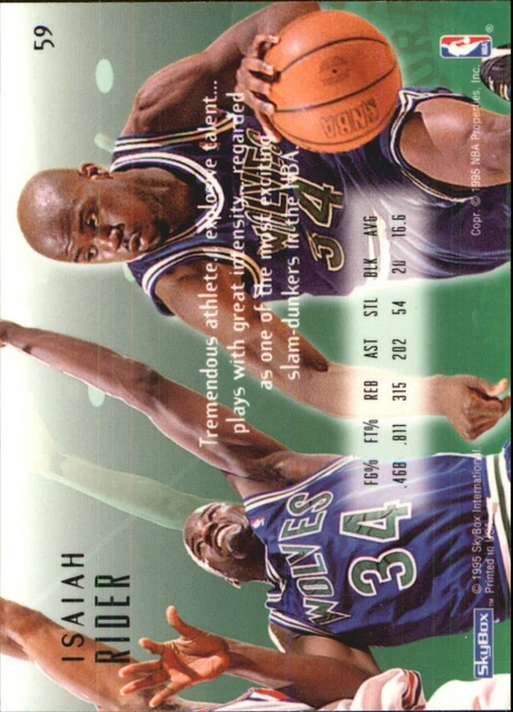 CARTE DE BASKETBALL 199495 Emotion Minnesota Timberwolves 59 Isaiah