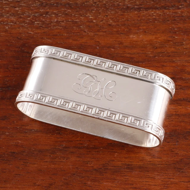 J.f. Fradley Sterling Silver Napkin Ring #1911Gn, Greek Key 1883-1936 Mono Gh