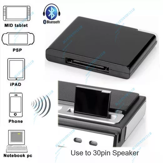 Bluetooth Music Audio Receiver Adapter for iPod iPhone 30-Pin Bose Sound Dock AU 3