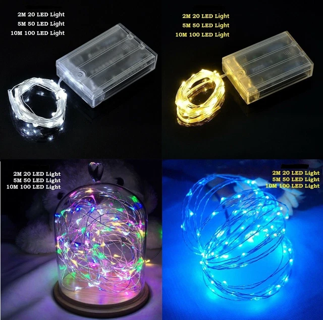 20//50/100 LED String Fairy Lights Copper Wire Battery Powered Waterproof USA 2