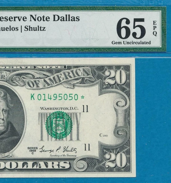 $20. 1969-C Star Scarce Dallas  Dist. Frn Pmg  Gem  New 65Epq