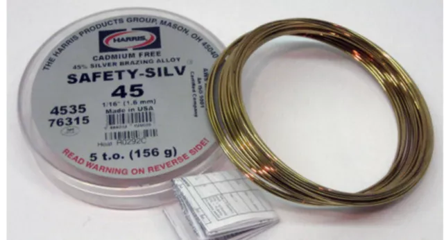 Harris Safety-Silv 45% 1/16 Silver Solder Brazing Alloy 5 Troy Ounce, 76315 4535