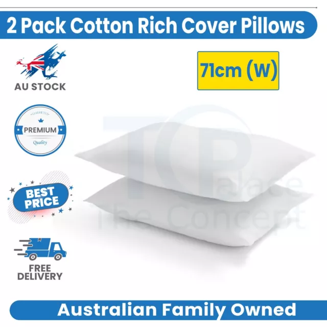 2 Pack Cotton Rich Cover Pillows - Medium Profile NEW