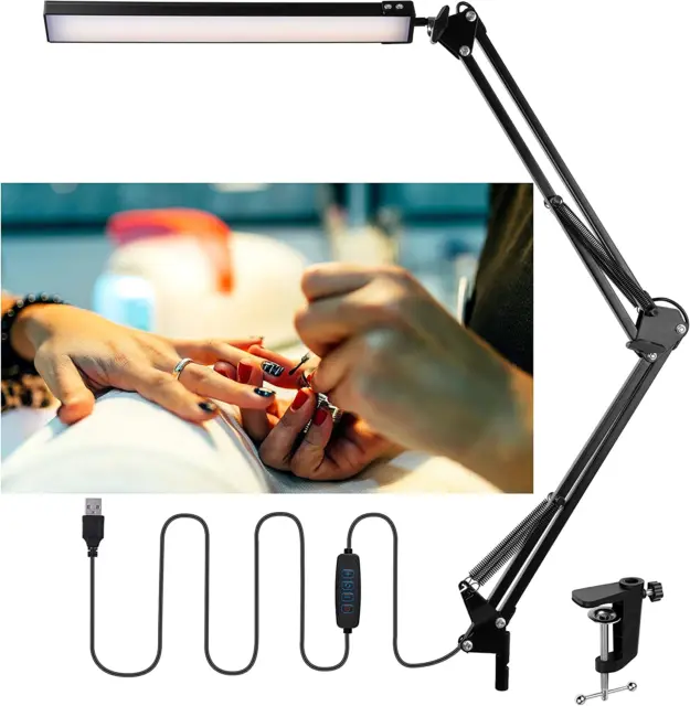 Weishan Manicure Table Light, Nail Lamp with Clamp, 10W LED, Swing Arm - Lampara