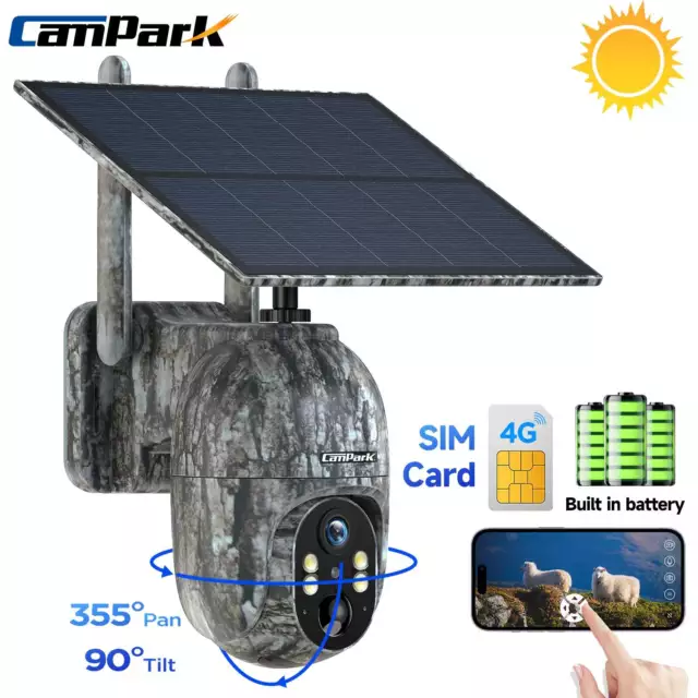 Campark 2.5K 4G LTE Cellular Solar PTZ Trail Camera Security Cam Live view