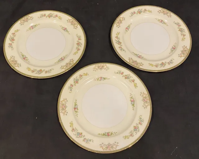 Lot of 3 VTG Hand Painted Meito China Salad Plates 7.5" Floral Garland