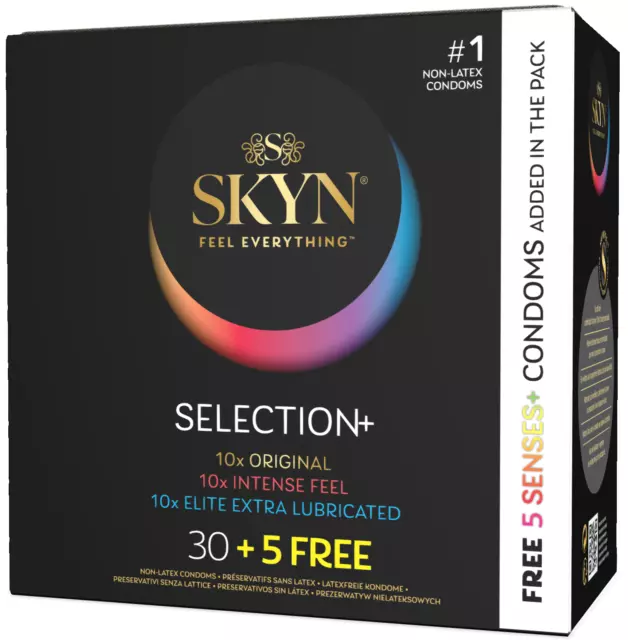 SKYN Selection Preservatifs Lubrifie + 5 Free Preservatifs sans latex Lot de 35