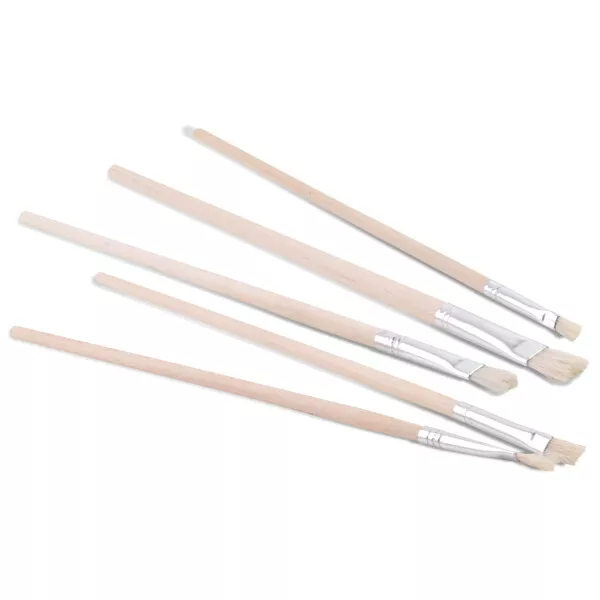 Set pennelli punta tonda e piatta - per acquarello, tempera, olio - manico legno