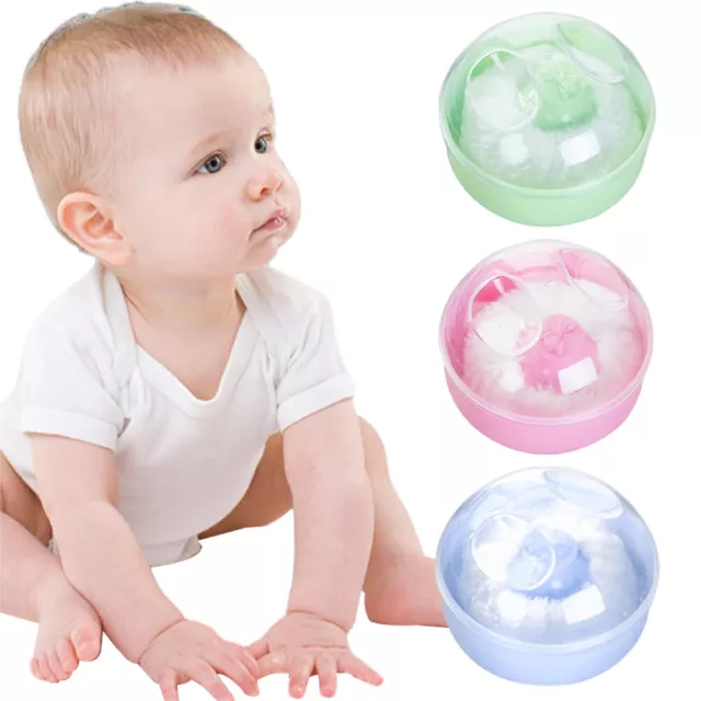 Portable Baby Kid Soft Face Body Cosmetic Powder Puff Sponge Box Container Case 3