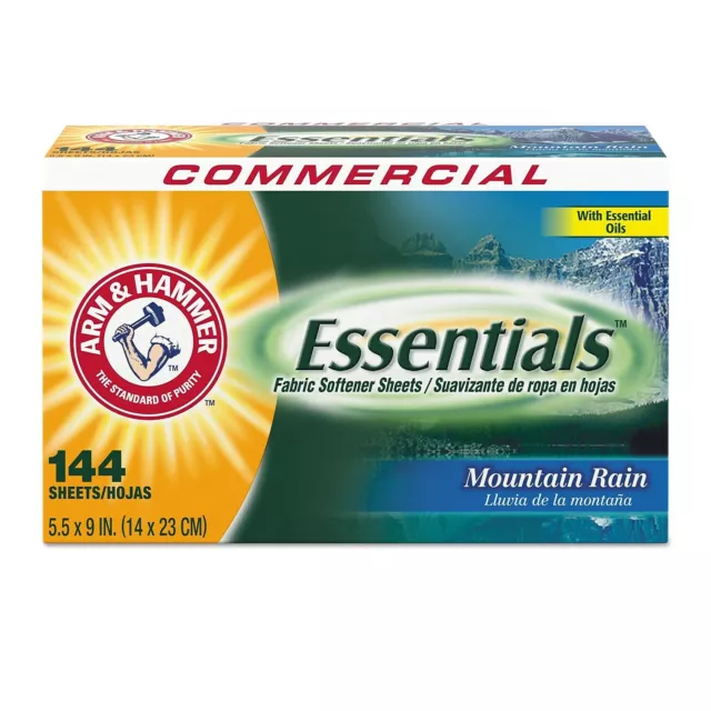 Arm & Hammer Essentials Dryer Sheets Mountain Rain 144 Sheets/Box 3320000102BX