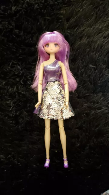 Cute Pastel Purple Haired Big Eye Anime Doll With Extra Hands For Posing New