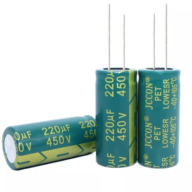 10pcs 220uF 450V Radial Electrolytic Capacitors 105°C 18x40mm