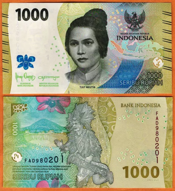 INDONESIA 2022 UNC 1000 Rupiah Banknote Money Bill P-162  National Heroes Issue