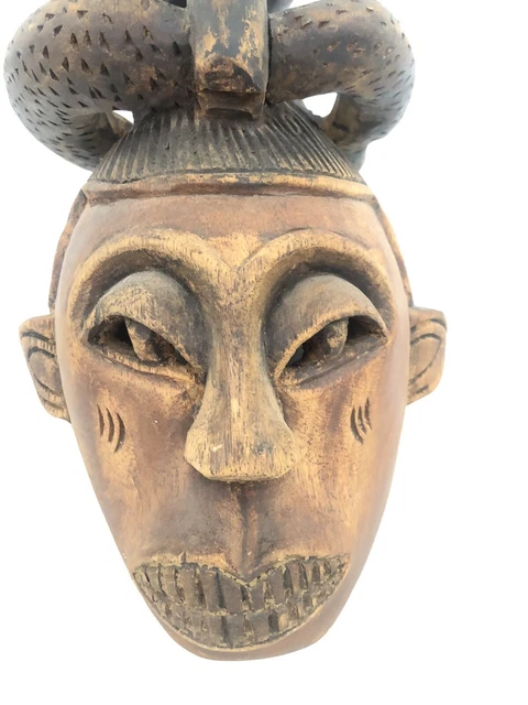Rare Antique African Igbo & Ikorodo Nigerian Mask Carved Wood Vintage 1800-1900
