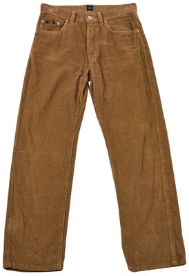 Boss HUGO BOSS Homme Pantalon Droit Marron Coton Braguette Zip Taille 31/32 Original 