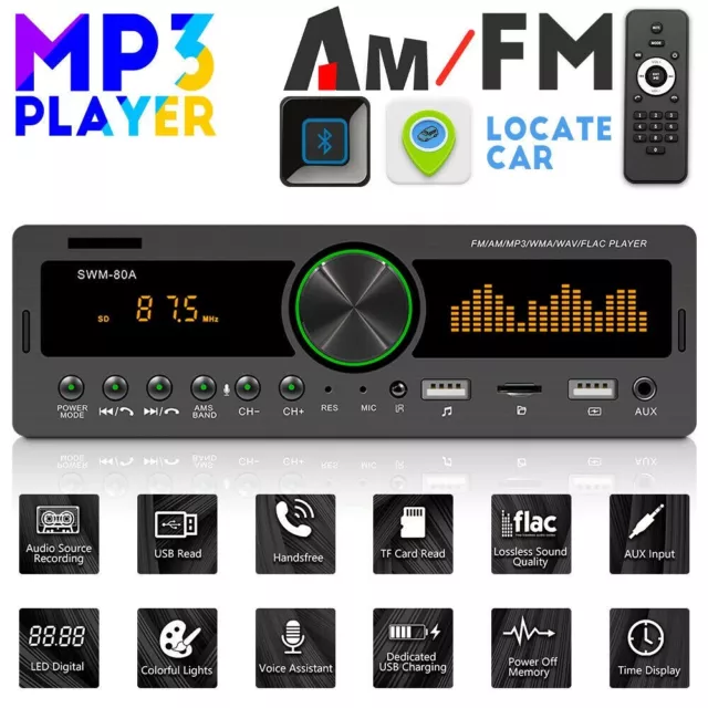 Car Radio Stereo 1Din Bluetooth AM FM Audio Head MP3/USB/AUX head Unit Player