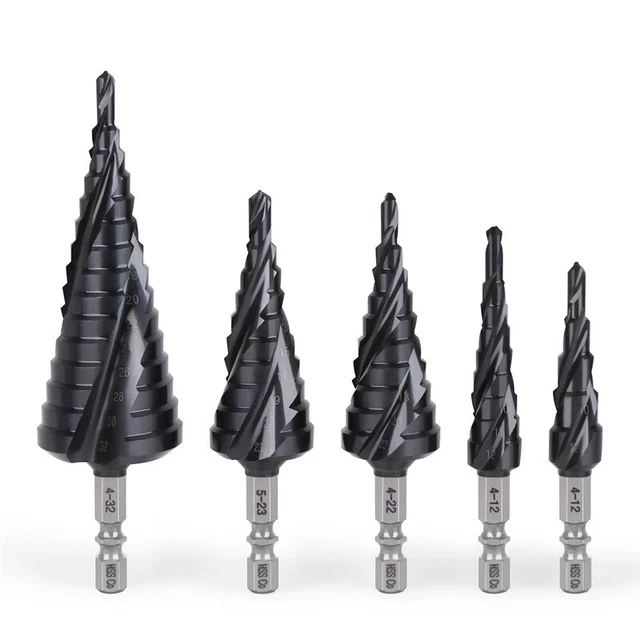 Titanium Nitride Coated Steel Step Quick Change 1/4 Shank HSS Drill Bit Set 2