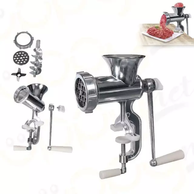 Tritacarne manuale alluminio trita con disco 7 cm fori da 8 mm tritato carne 5KG