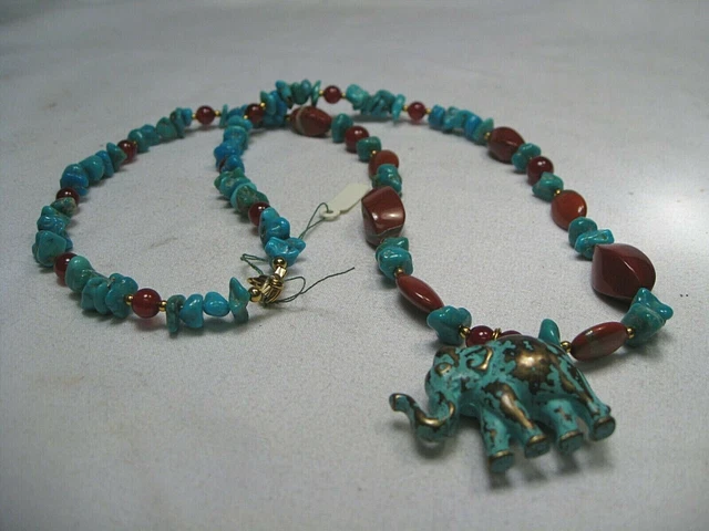 Pietra Collana W/Elefante 24 " . #10