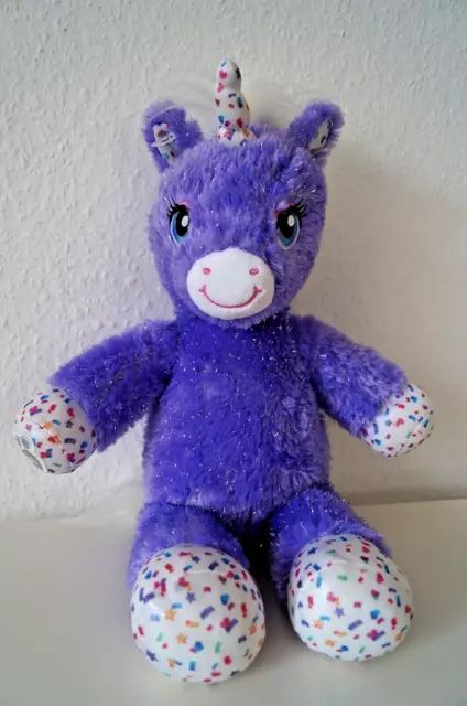Build a Bear lila Einhorn Pferchen Glitzerstoff Plüschtier Stofftier Kuscheltier